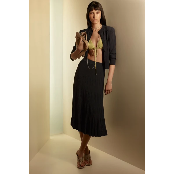 Pleat Rib Cardigan
