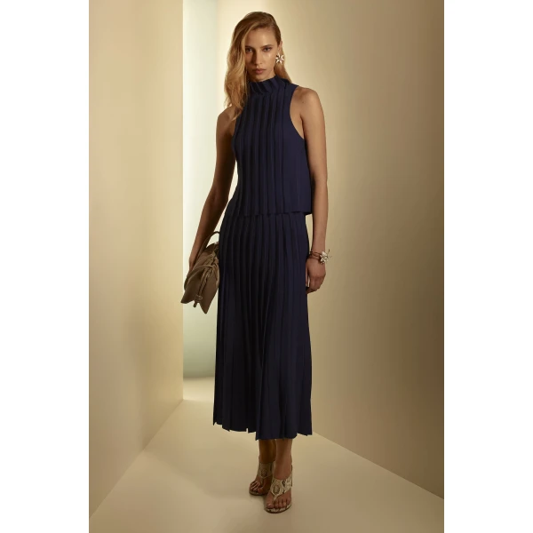 Pleat Rib Tailored Skirt