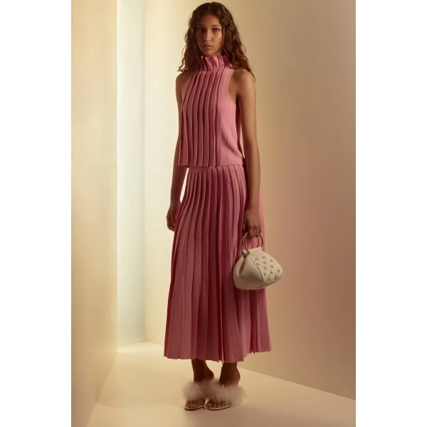 Pleat Rib Tailored Skirt
