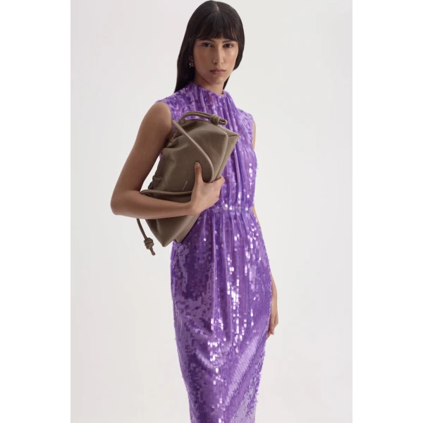 Sequin Gather Neck Dress