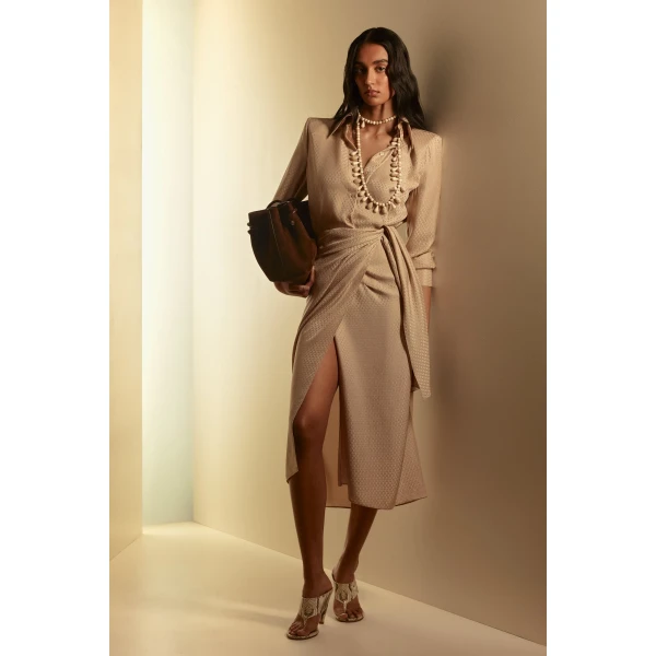 Silk Chain Jacquard Wrap Dress