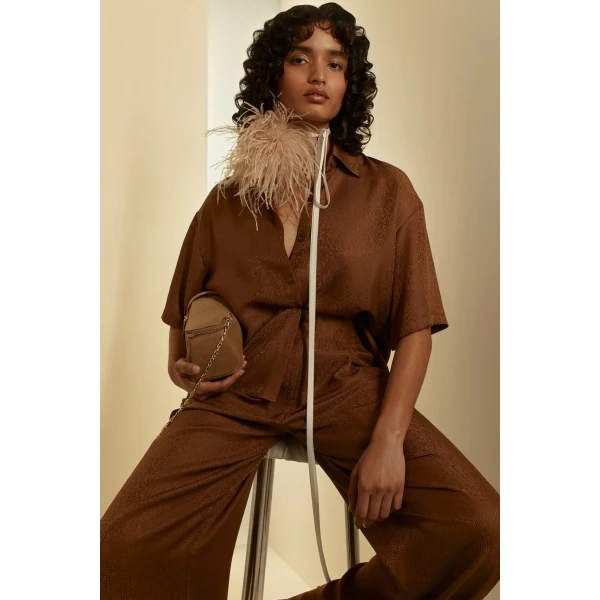 Silk Jacquard Crop Shirt