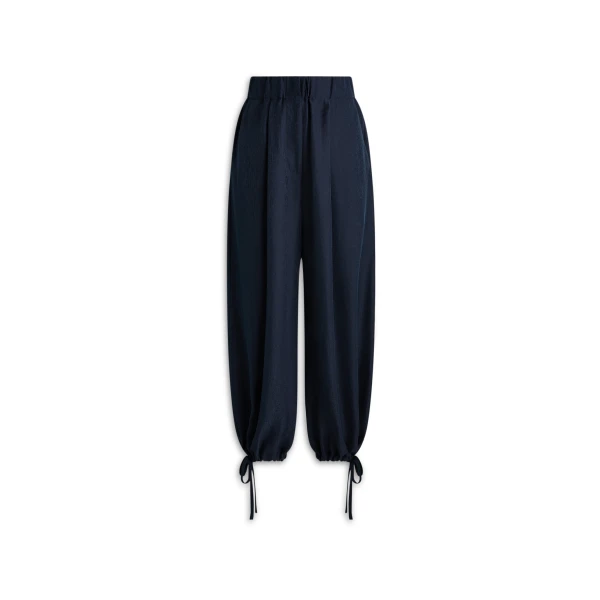 Silk Jacquard Crop Trouser in Navy