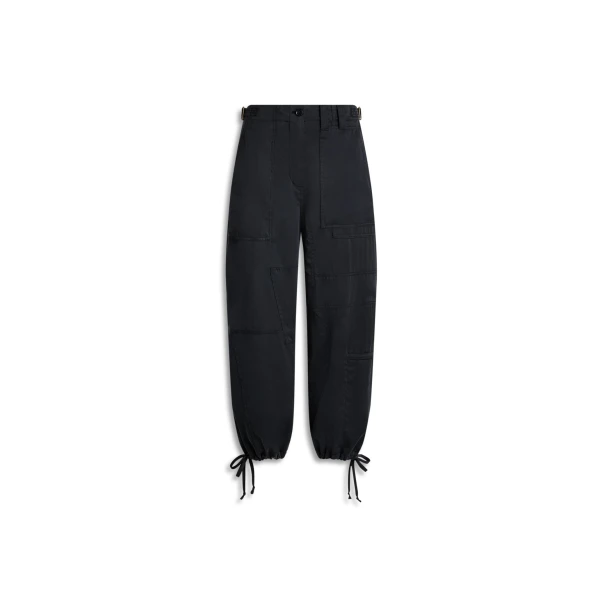 Sueded Silk Crop Cargo in Black