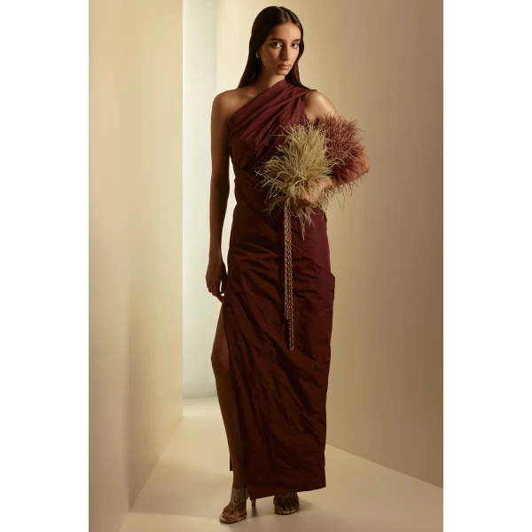 Taffeta Draped Gown