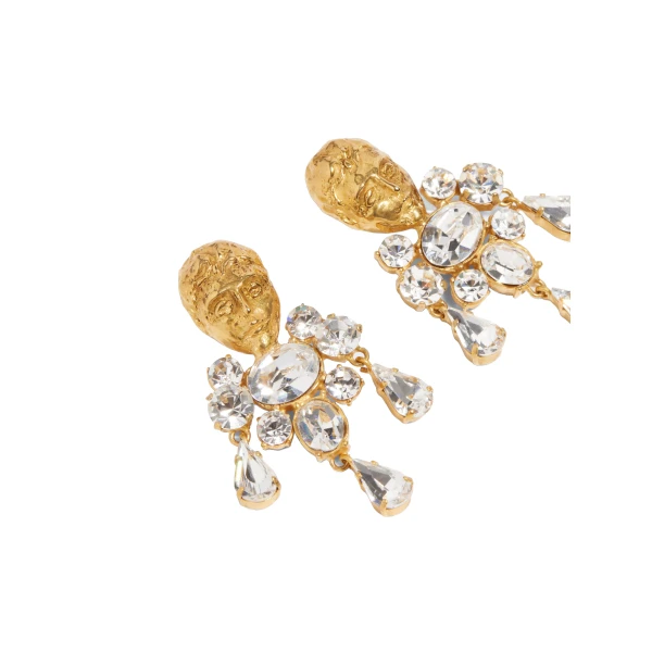 schiaparelli face rhinestone shower earrings price