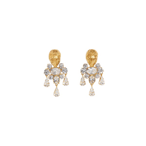 schiaparelli face rhinestone shower earrings