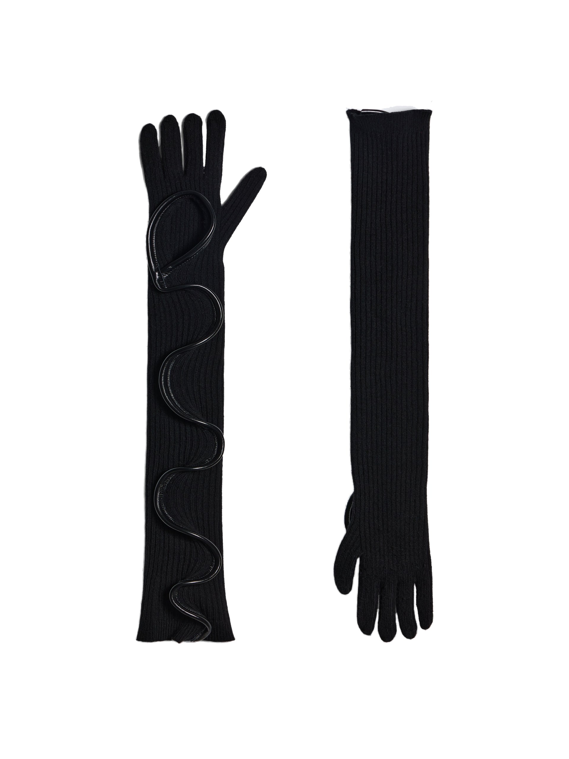 Ruffled Gloves in Black Schiaparelli Accessories | Luxury Shoes schiaparelli ruffled gloves
