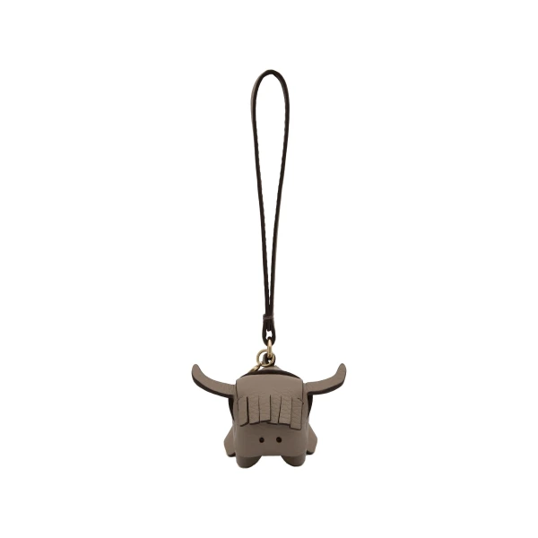 Strathberry Bag Charm Highland Cow Taupe
