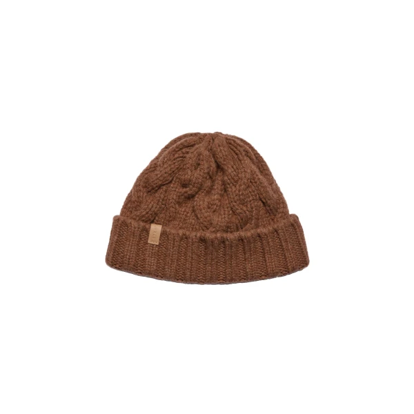 Strathberry Cable Knit Beanie Hazelnut