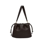 Strathberry Charlotte Midi Drawstring in Chocolate Woven Leather Strathberry Charlotte Midi Drawstring shoulder bag
