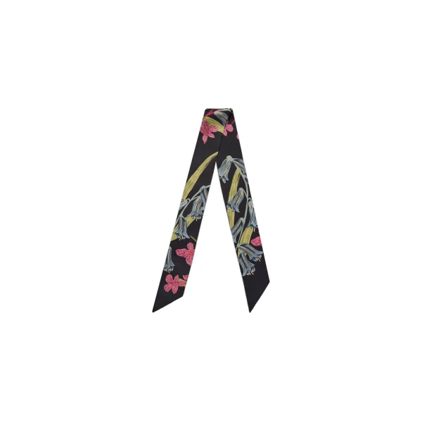 Strathberry Silk Skinny Scarf Black