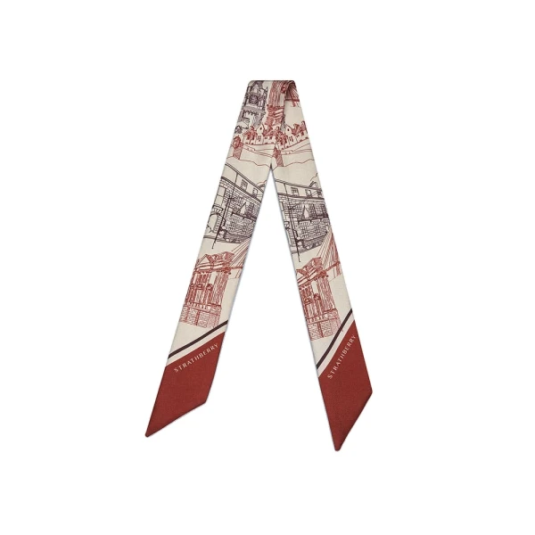Silk Skinny Scarf in Oxblood and Burgundy Edinburgh Architecture