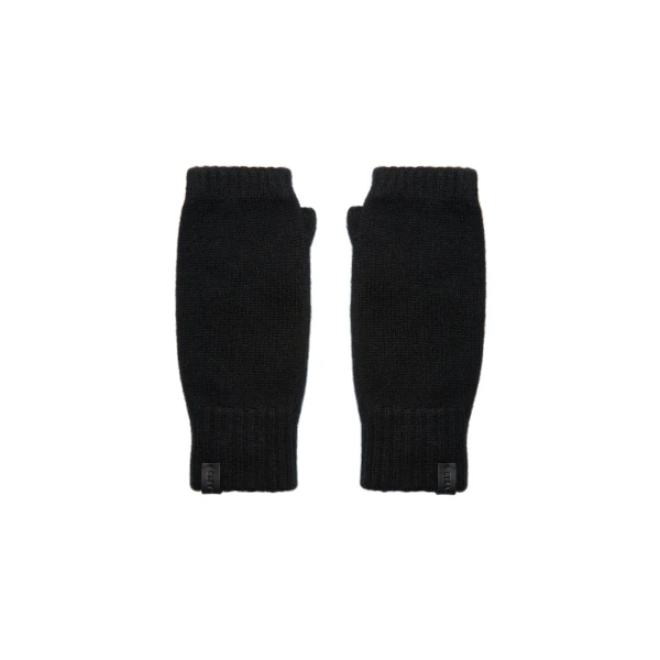 Strathberry Westray Fingerless Cashmere Gloves Black