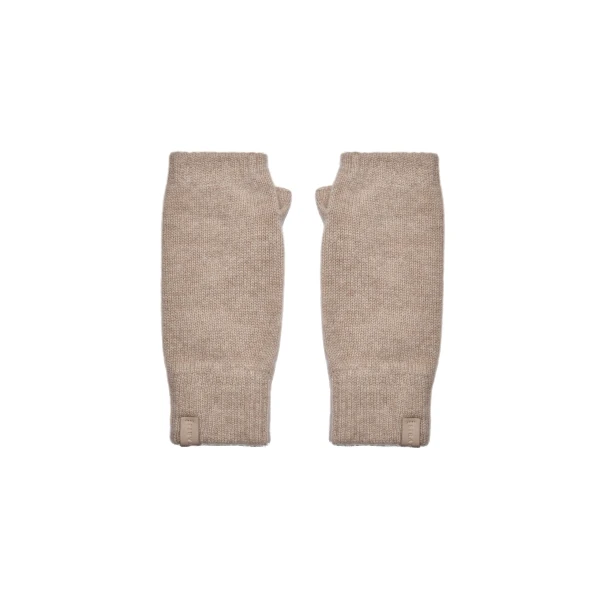 Strathberry Westray Fingerless Cashmere Gloves Oat