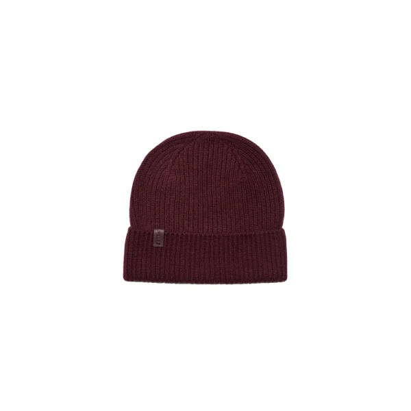 Strathberry Westray Ribbed Cashmere Beanie Burgundy