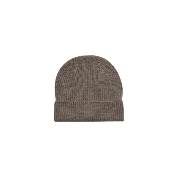 Strathberry Westray Ribbed Cashmere Beanie Otter