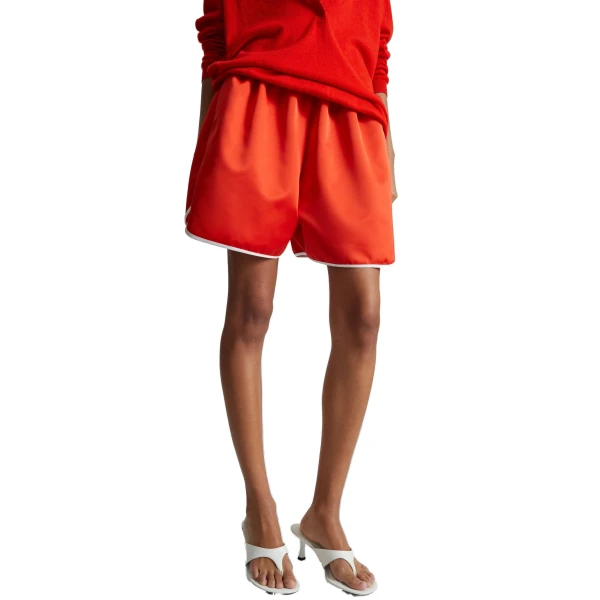 coral red shorts