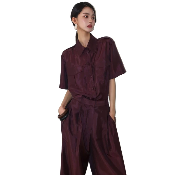 The Frankie Shop Aduna Satin Utility Shirt