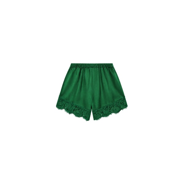 The Frankie Shop Albesa Satin Lace Trim Shorts