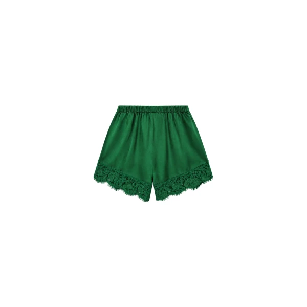 The Frankie Shop Albesa Satin Lace Trim Shorts