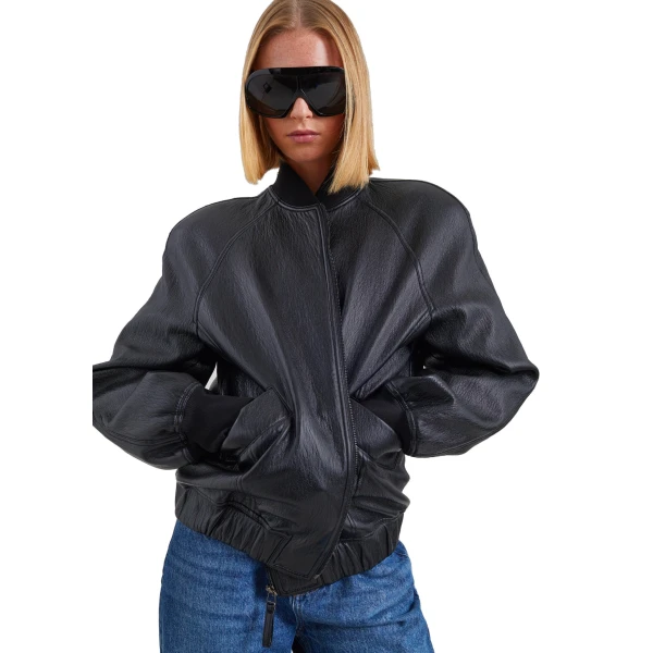 The Frankie Shop Alena Faux Leather Bomber Jacket