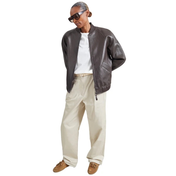 The Frankie Shop Alena Faux Leather Bomber Jacket