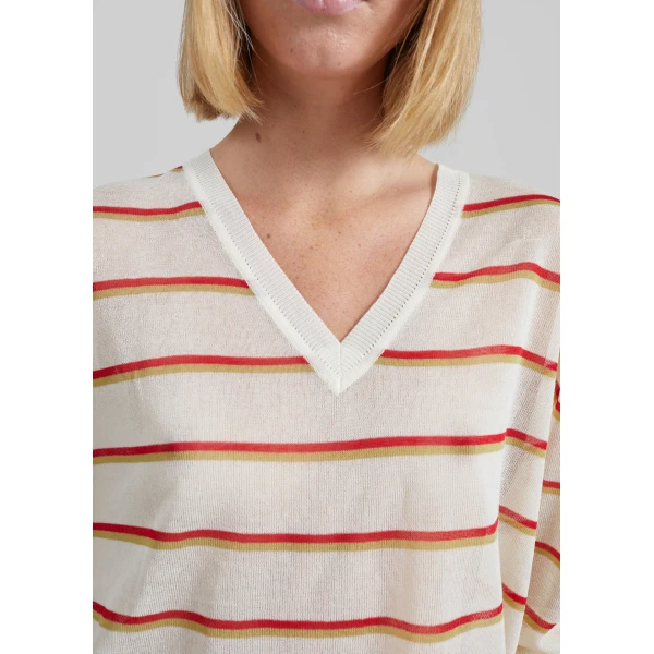 ivory multi stripe knitwear