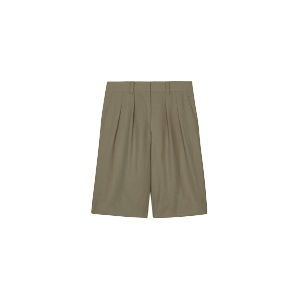 The Frankie Shop Bilbao Pleated Linen Bermuda Shorts