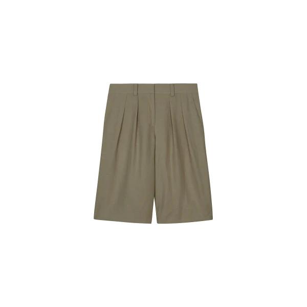 The Frankie Shop Bilbao Pleated Linen Bermuda Shorts