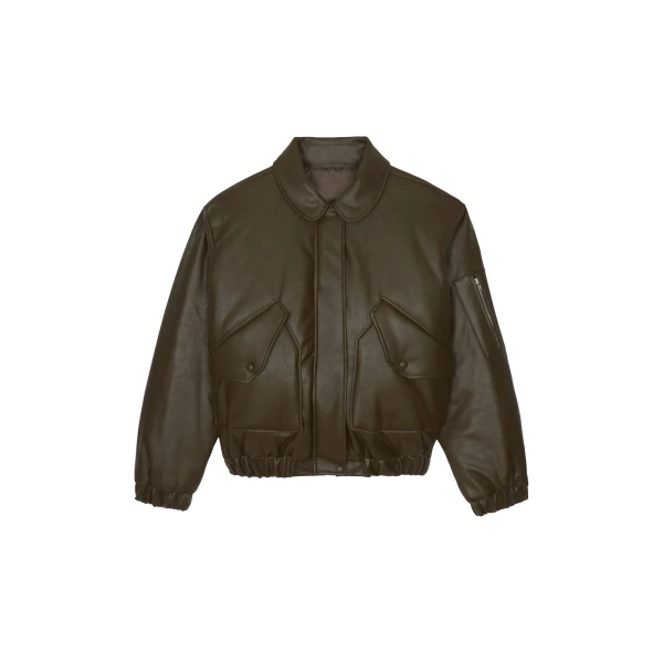 The Frankie Shop Blane Faux Leather Padded Bomber Jacket