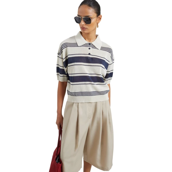 beige/navy stripe knitwear