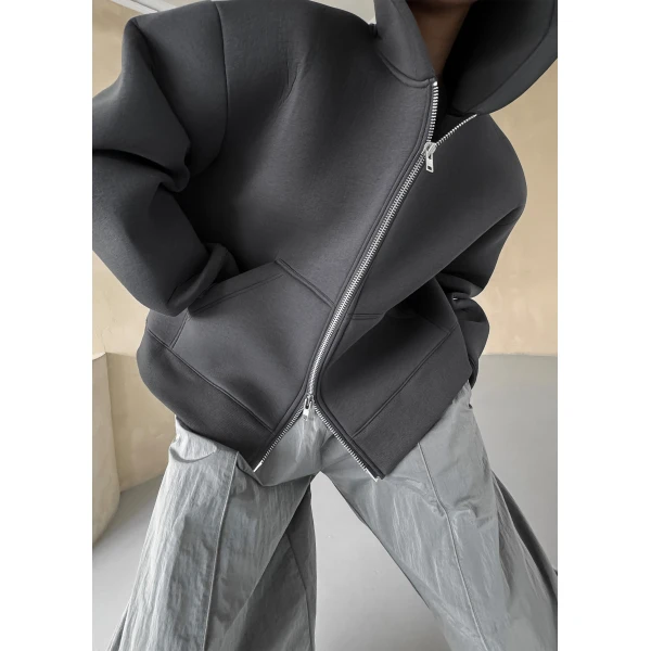The Frankie Shop Calder Neoprene Zip-Up Hoodie
