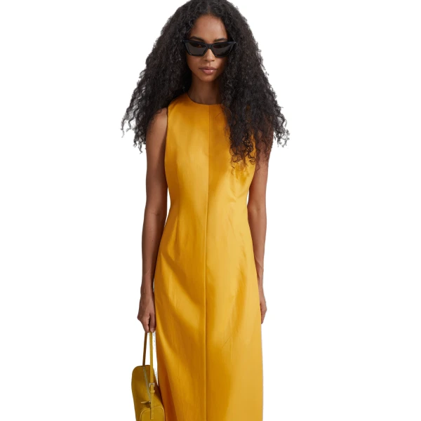 The Frankie Shop Carinola Poplin Open Back Midi Dress