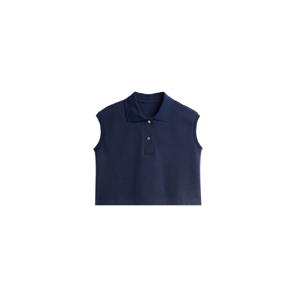 The Frankie Shop Claira Cropped Sleeveless Polo Top