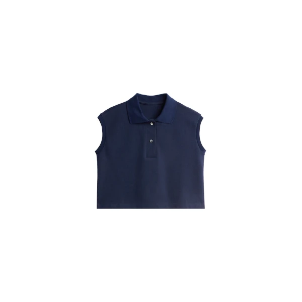 The Frankie Shop Claira Cropped Sleeveless Polo Top