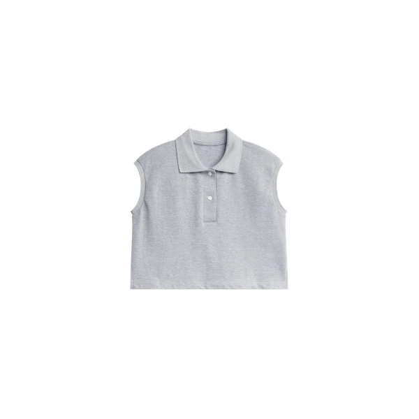 The Frankie Shop Claira Cropped Sleeveless Polo Top