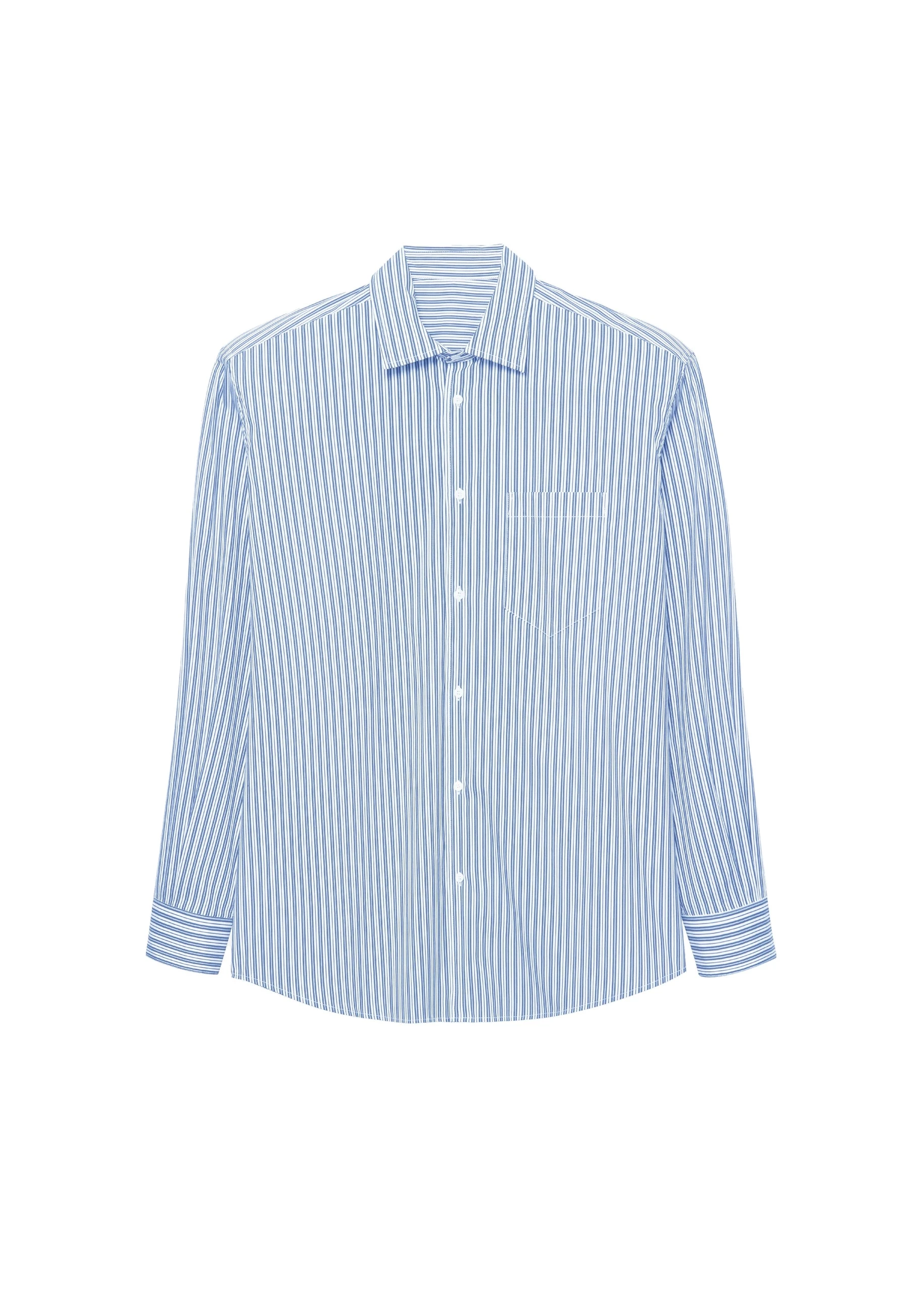 Cyrus Button Up Shirt in Blue and White Stripe by The Frankie Shop – Tops The Frankie Shop Cyrus Button Up Shirt