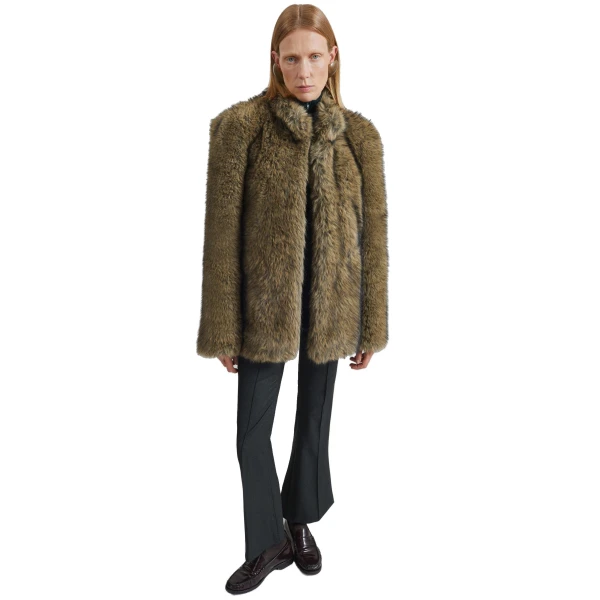 The Frankie Shop Denia Faux Fur Cinched Jacket