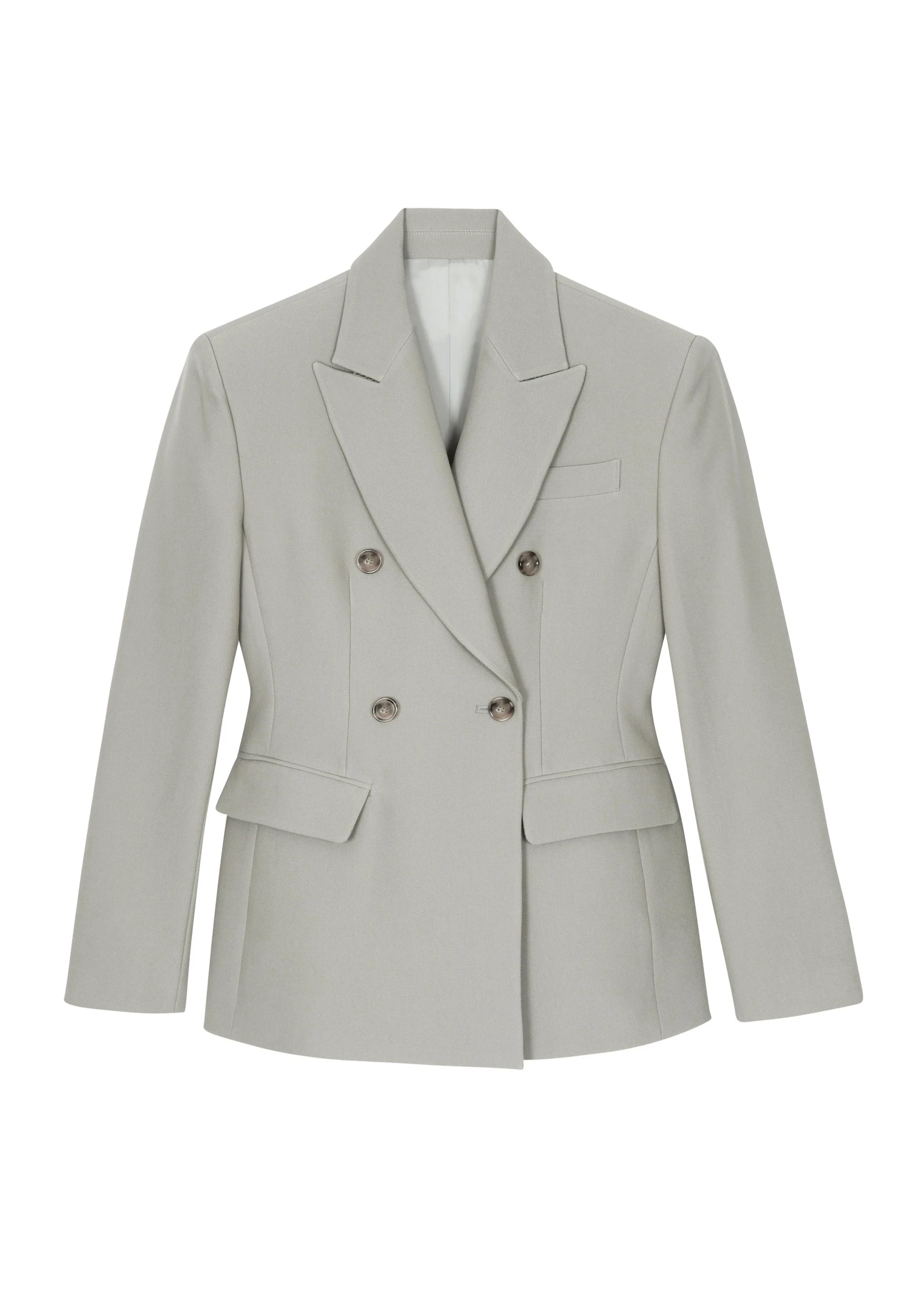 Dina Double Breasted Blazer in Light Taupe by The Frankie Shop – Jackets The Frankie Shop Dina Double Breasted Blazer