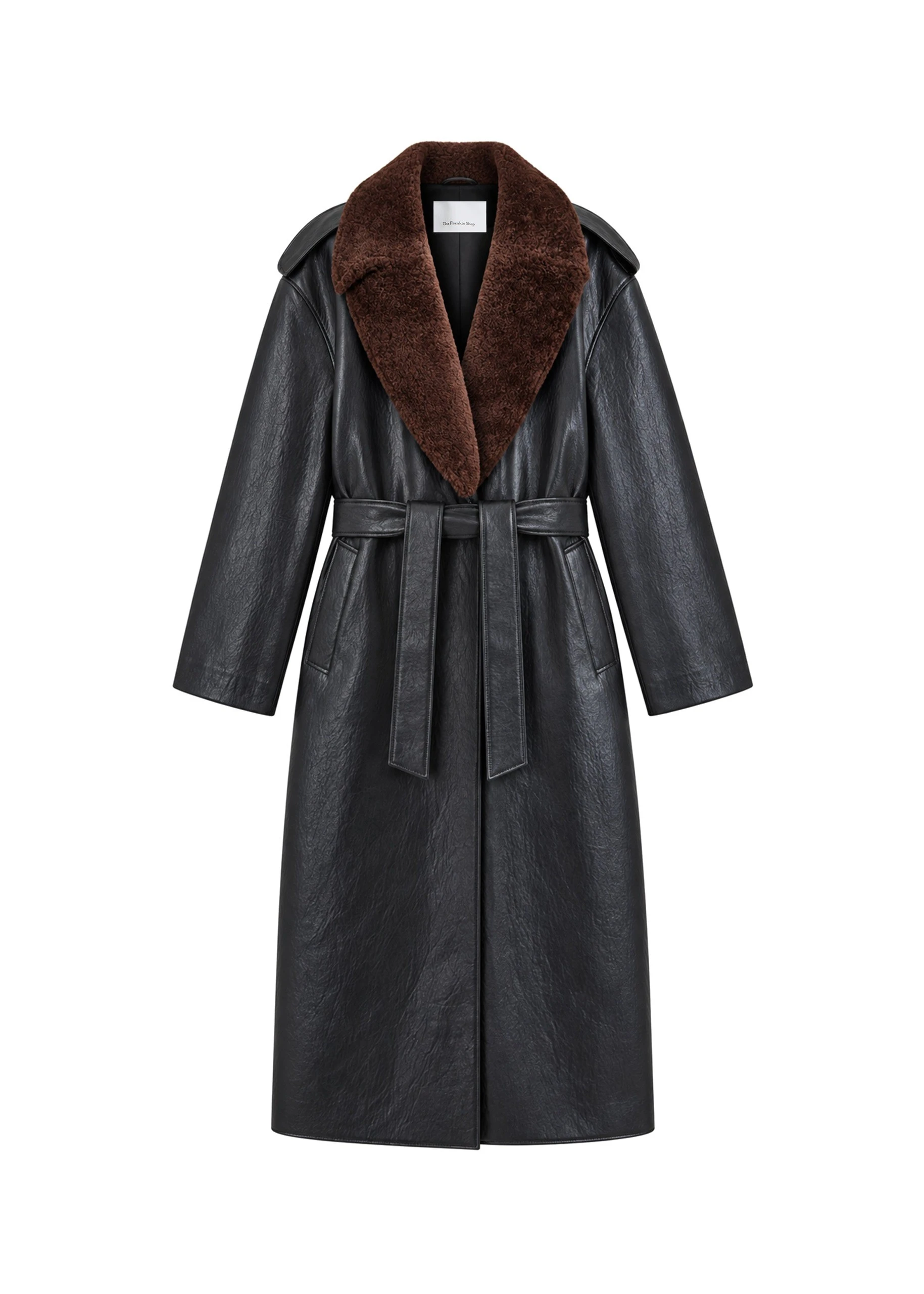 Edra Removable Collar Trench Coat in Black by The Frankie Shop – Coats The Frankie Shop Edra Removable Collar Trench Coat