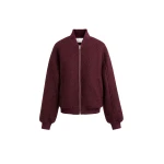 Elinor Boucle Oversized Bomber Jacket in Burgundy by The Frankie Shop – Jackets The Frankie Shop Elinor Boucle Oversized Bomber Jacket
