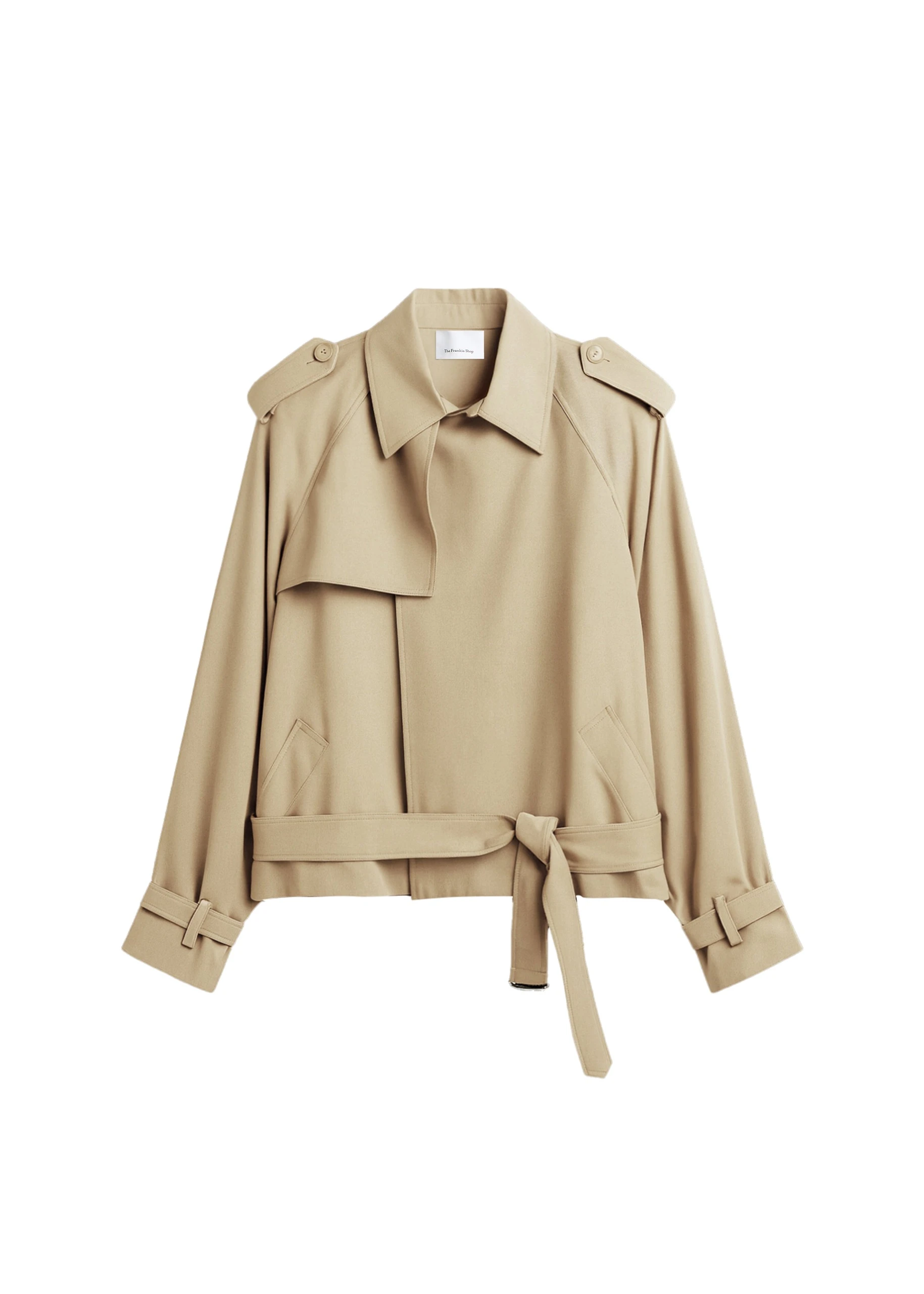 Elva Fluid Short Trench in Beige by The Frankie Shop – Coats The Frankie Shop Elva Fluid Short Trench