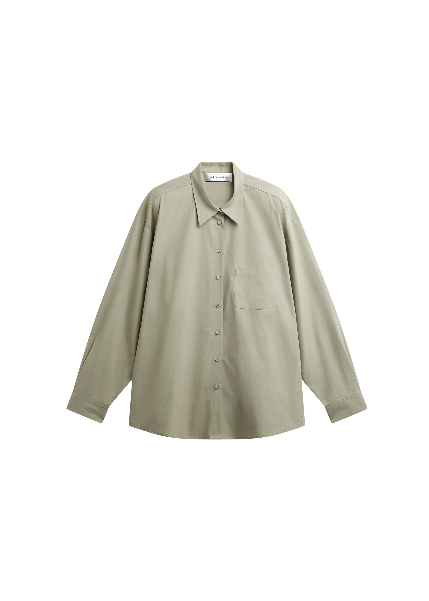 Eston Cotton Oversized Shirt in Sage by The Frankie Shop – Tops The Frankie Shop Eston Cotton Oversized Shirt