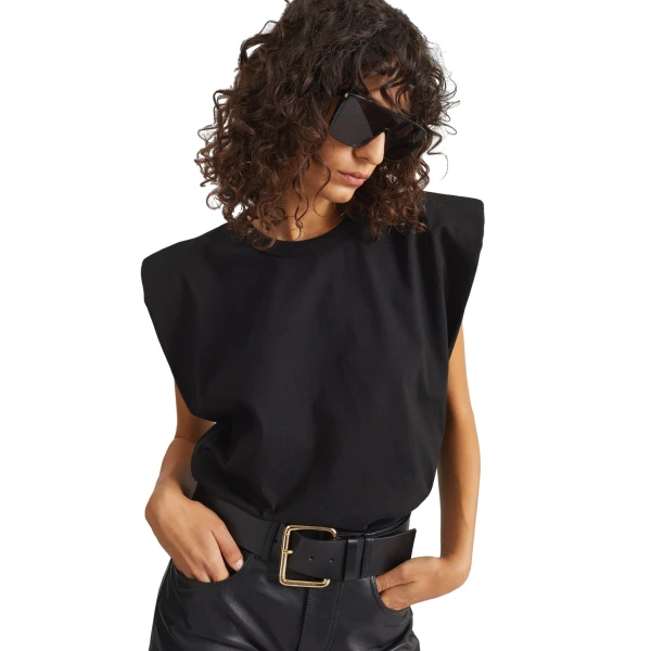 The Frankie Shop Eva Padded Shoulder Muscle T-Shirt