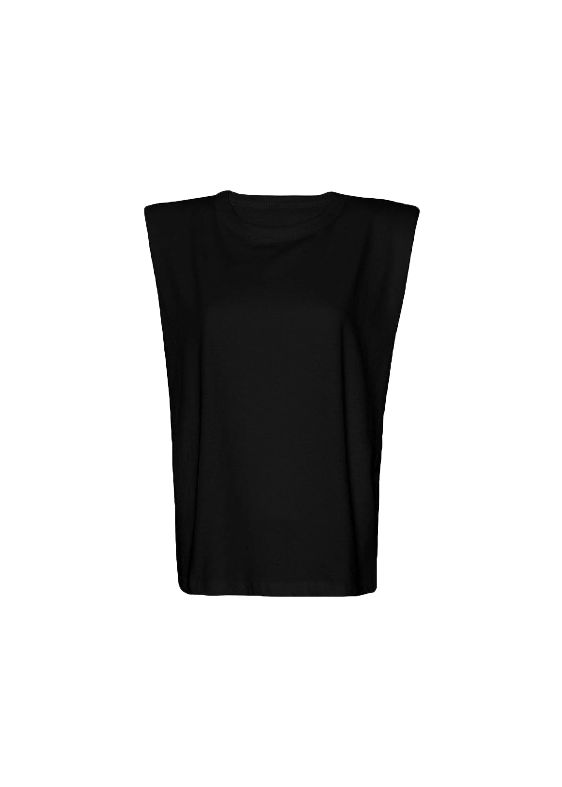 Eva Padded Shoulder Muscle T-Shirt in Black by The Frankie Shop – Tops The Frankie Shop Eva Padded Shoulder Muscle T-Shirt