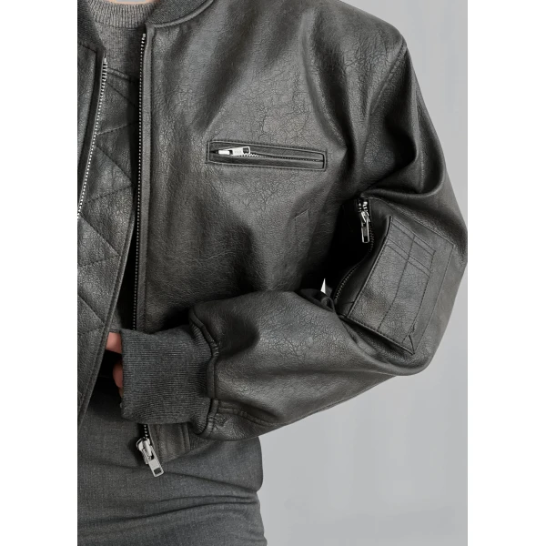 The Frankie Shop Gae Faux Leather Cropped Bomber