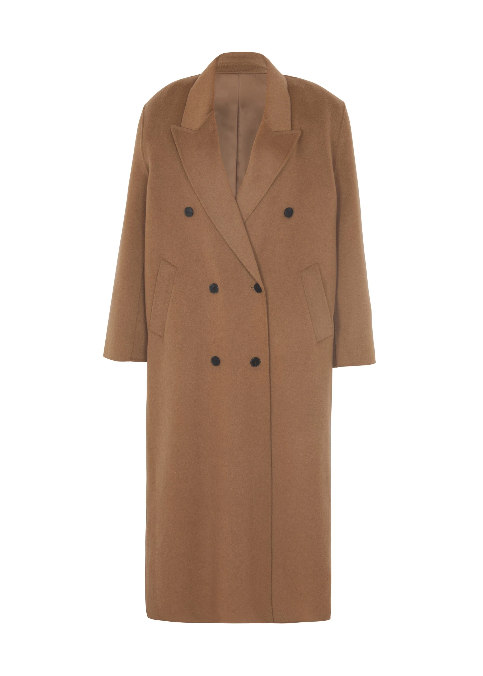 Gaia Double-Breasted Coat in Camel by The Frankie Shop – Coats The Frankie Shop Gaia Double-Breasted Coat