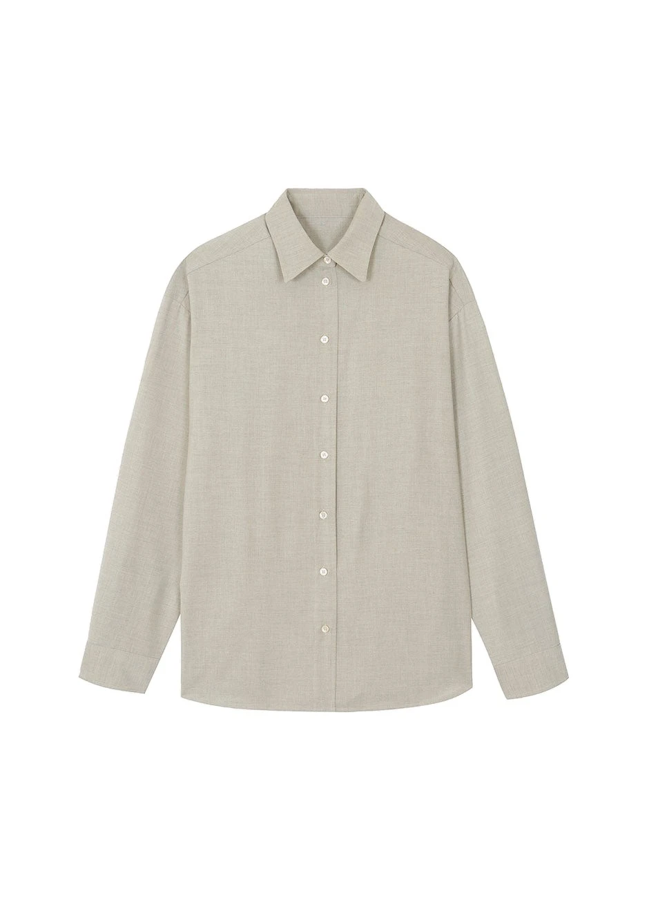 Gelso Shirt in Light Taupe Melange by The Frankie Shop – Tops The Frankie Shop Gelso Shirt