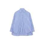 Georgia Boxy Shirt in White and Blue Stripe by The Frankie Shop – Tops The Frankie Shop Georgia Boxy Shirt